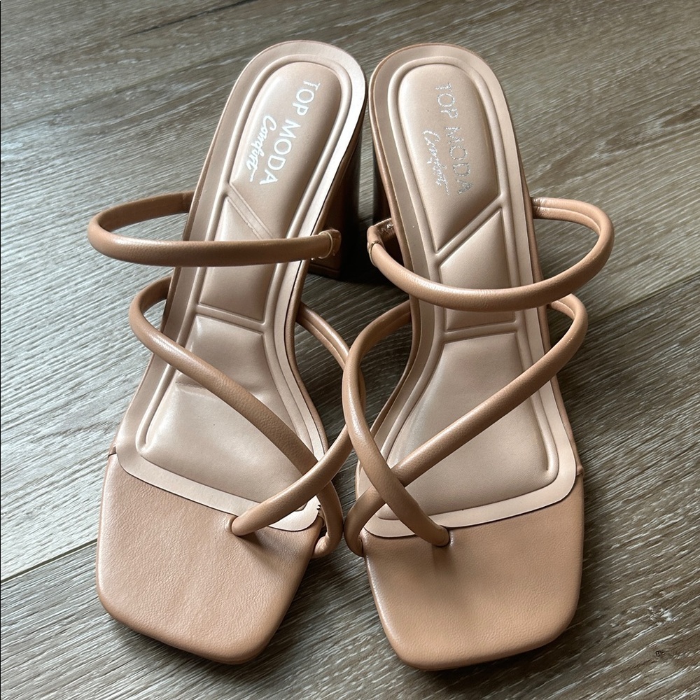 TOP Moda Women's Nude Strappy Heels